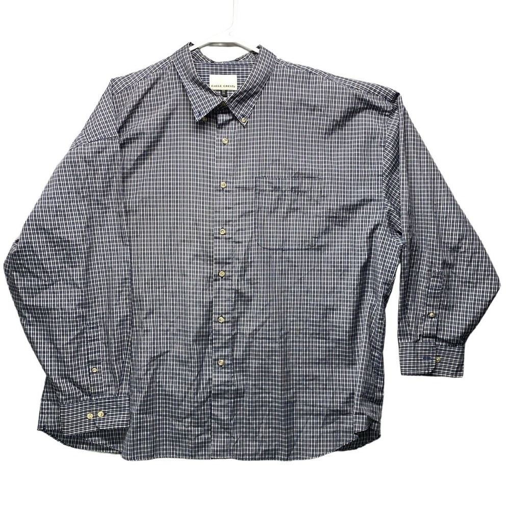 Eagle Crest Shirt Mens Size Big 3X Long Sleeve ButtonUp Checkered Classic Casual